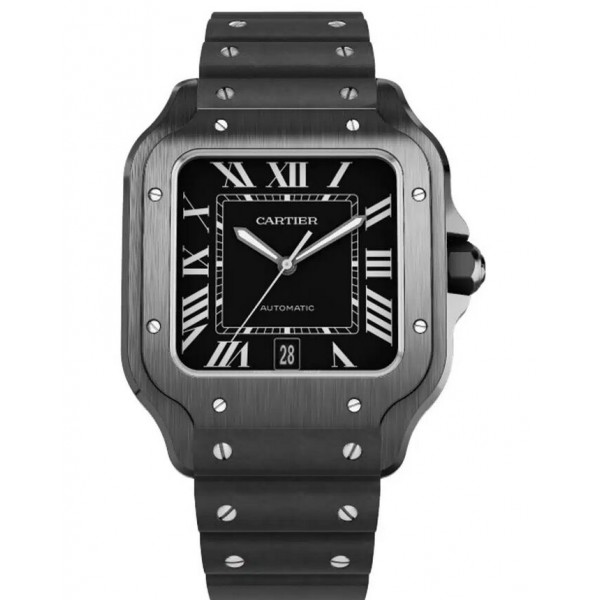 Cartier WSSA0039 Santos De Cartier Black ADLC Steel Large Watch