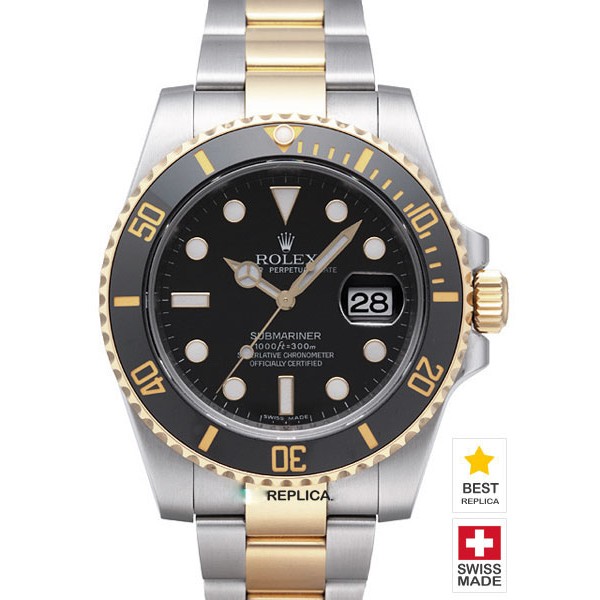 Rolex Submariner 18k 2-tone Black Ceramic Bezel Swiss Replica Watch