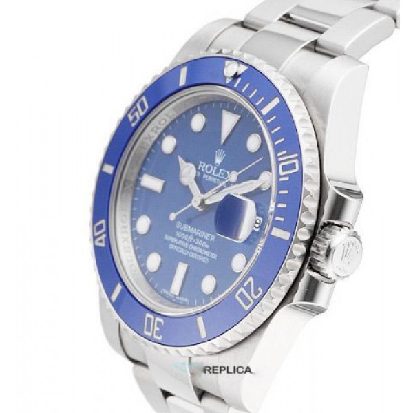 Rolex Submariner 18k White Gold Blue Dial Ceramic Bezel Swiss Replica Watch