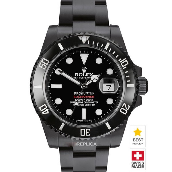 Rolex Submariner Date DLC Black Ceramic Bezel Swiss Replica Watch